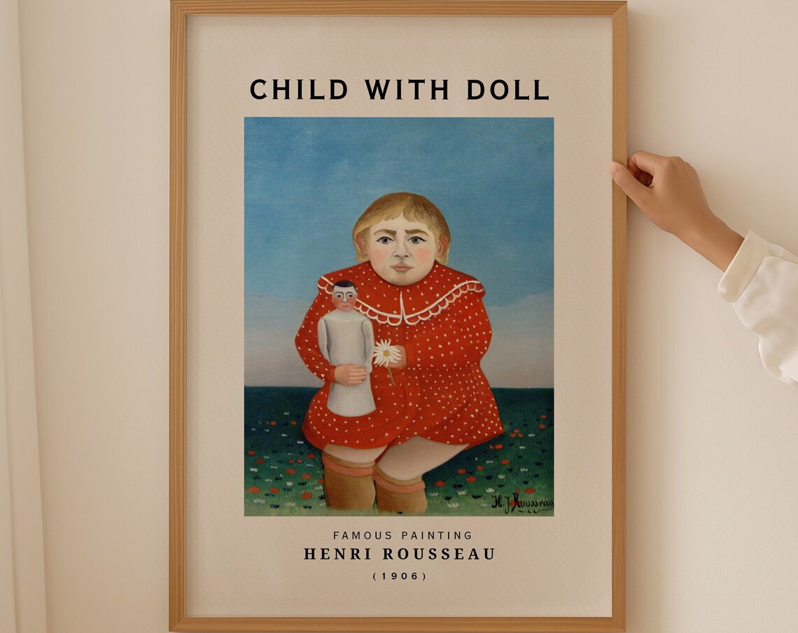 Henri Rousseau Child with Doll 1906 Red Dress Portrait Poster