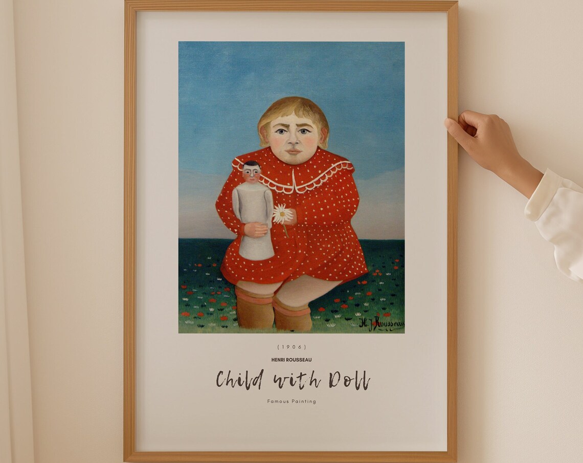 Henri Rousseau Child with Doll 1906 Girl Red Dress Portrait Art Poster
