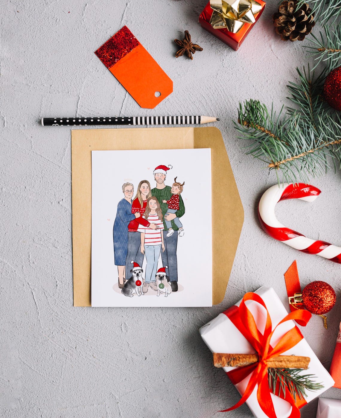 Watercolor Family Portrait Illustration With Pets Minimalist Couple Line Drawing Family Illustration Anniversary Gifts Mothers Day Gifts