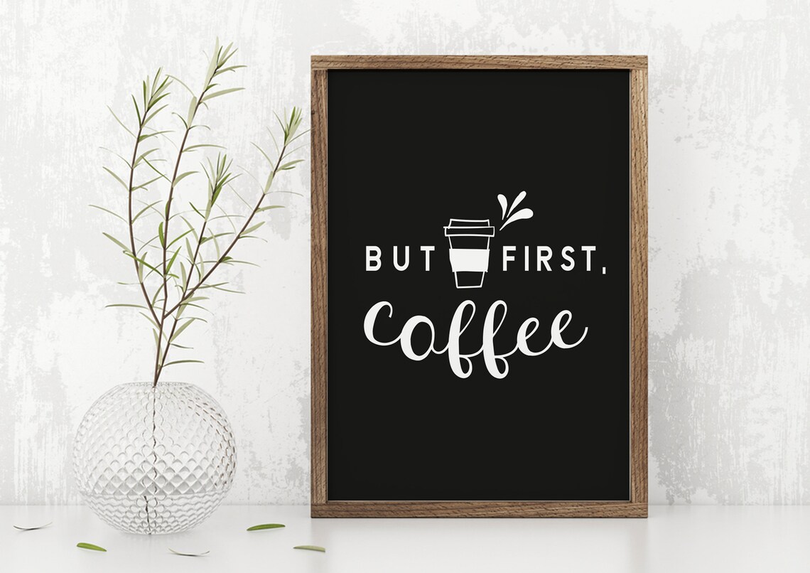 But First Coffee Wooden Sign Farmhouse Sign Farmhouse Style Farmhouse Decor Kitchen Sign Coffee Bar Sign Black Background - Image 3