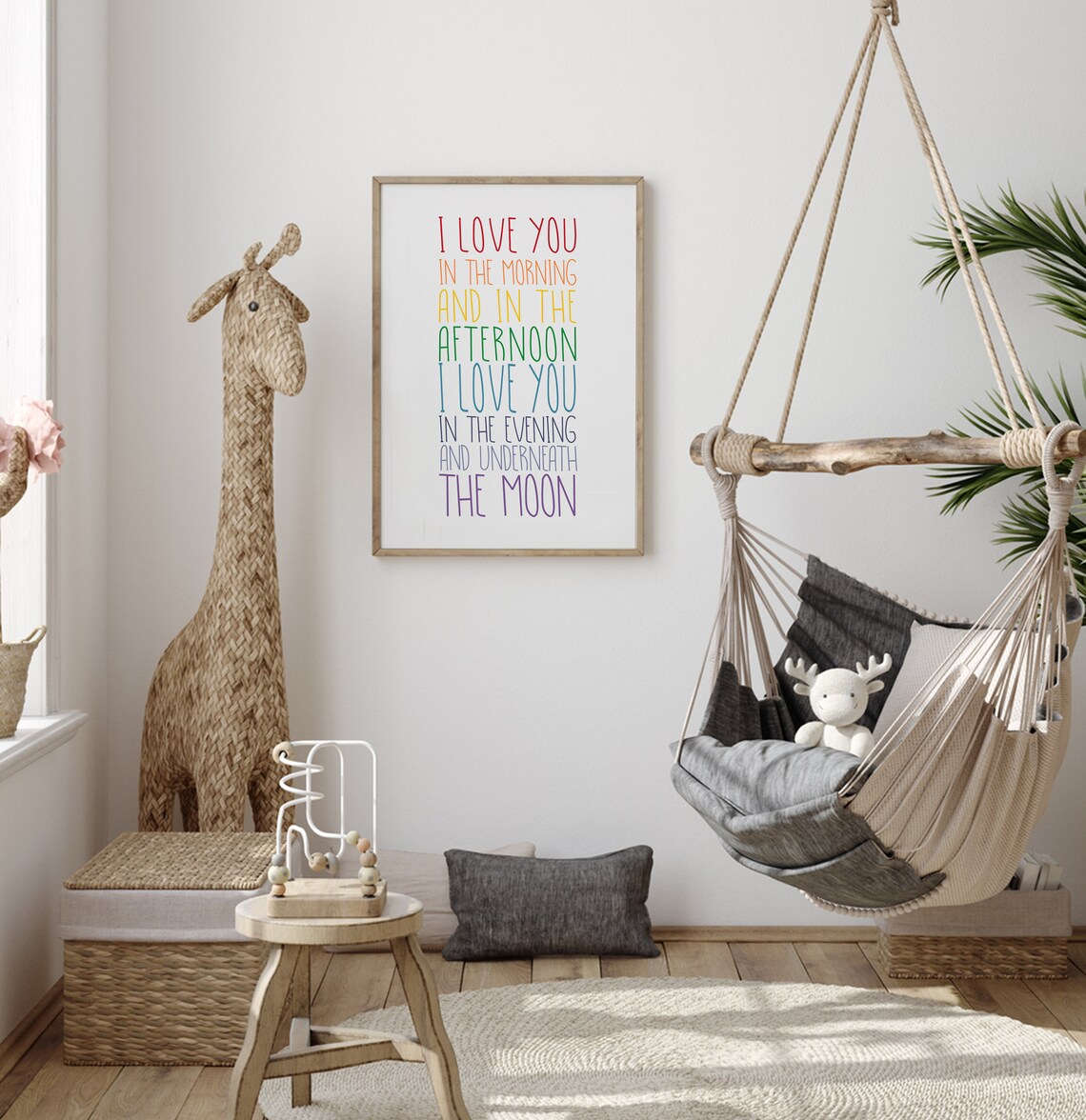 Rainbow Nursery Wood Sign Nursery Room Sign I Love You In The Morning Sign Nursery Room Decor Nursery Wall Decorations Sign Above Crib - Image 4