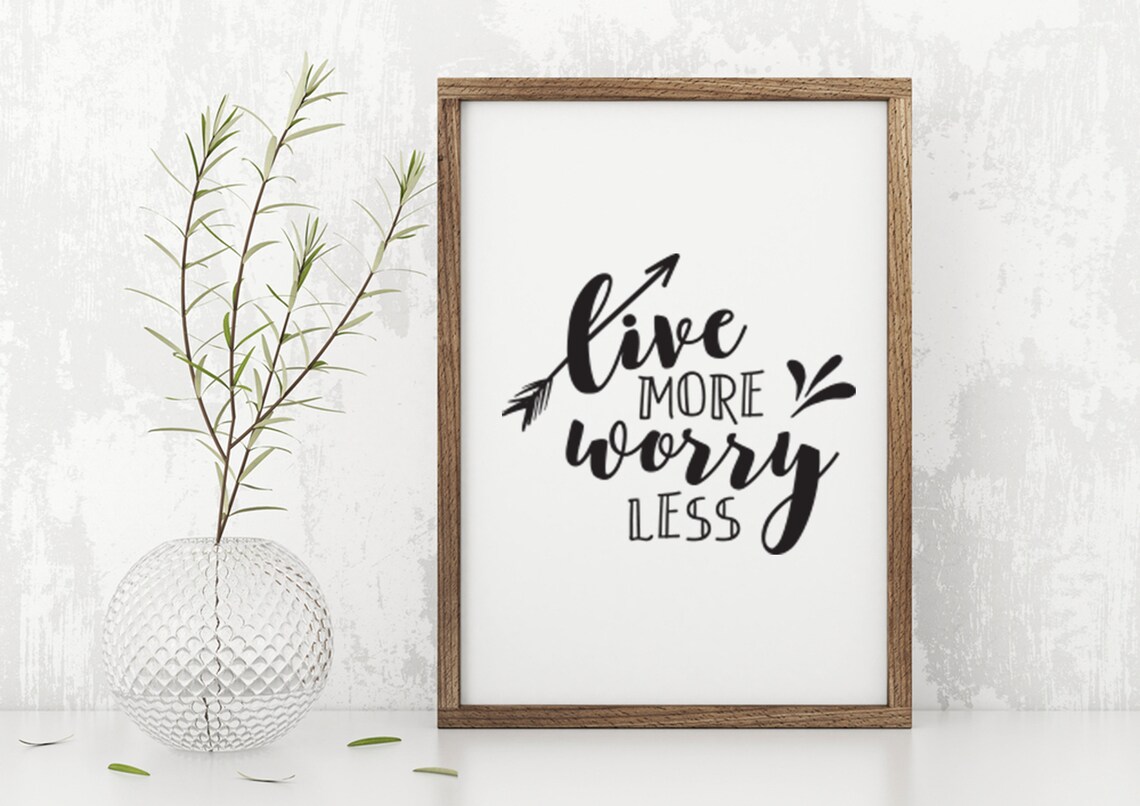 Live More Worry Less Wood Home Decor Home Decor Typography Poster Inspirational Quotes Motivational Quotes Office Decor - Image 3