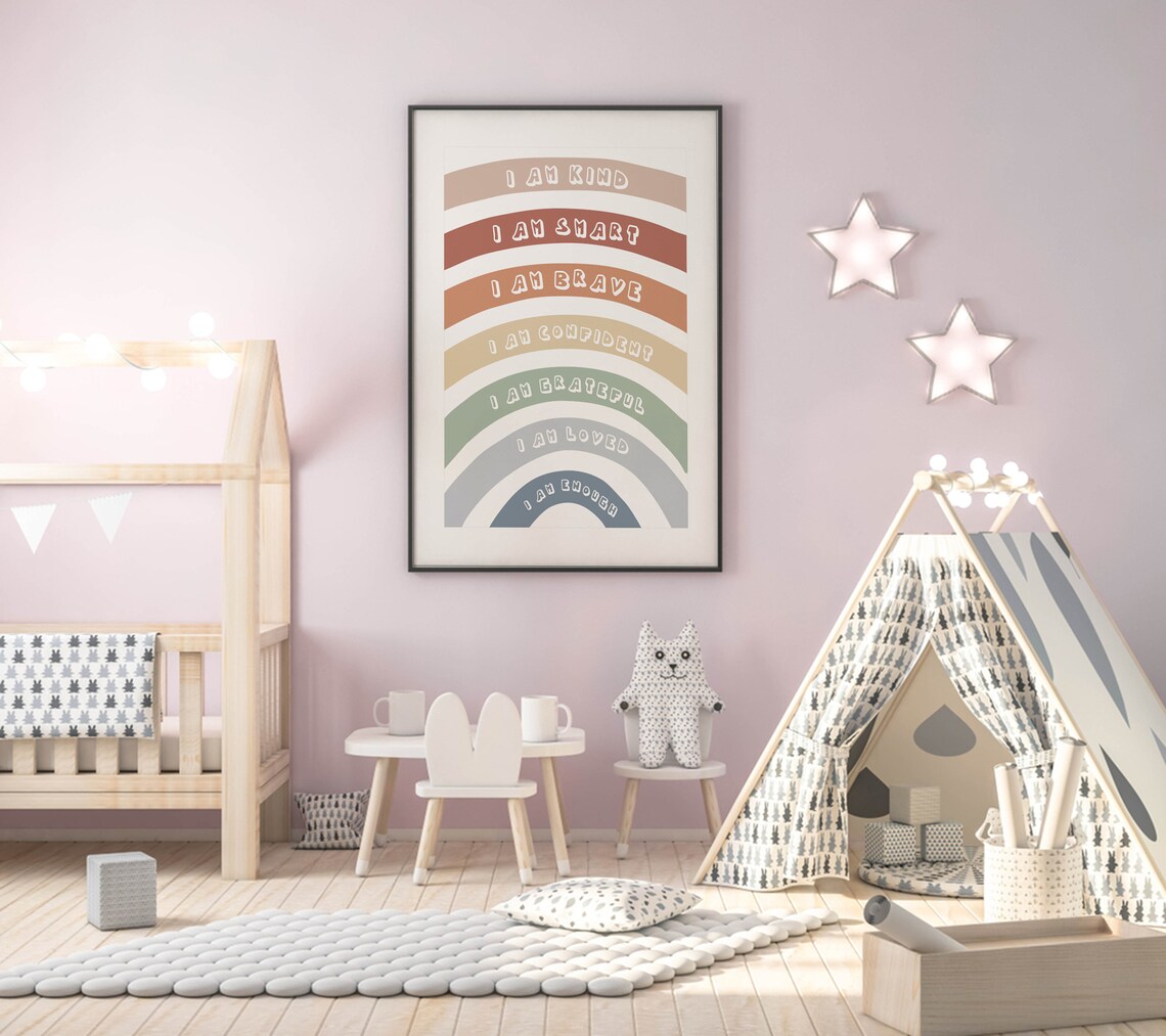 Affirmations For Kids Rainbow Affirmations Wood Sign I Am Kind Smart Loved Inspirational Nursery Decor - Image 5