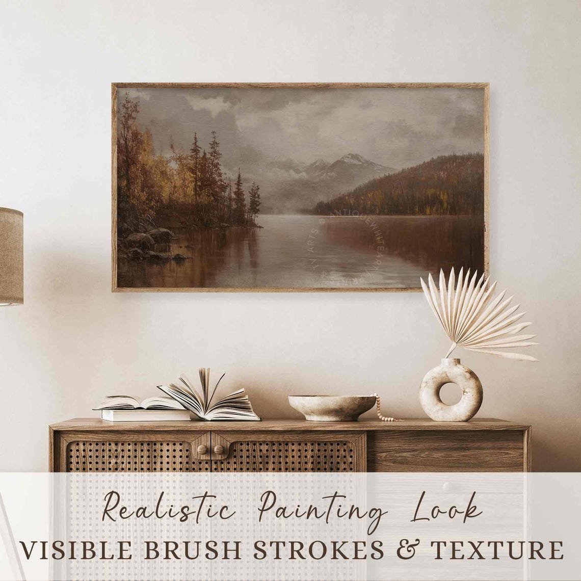 Rustic Fall Painting Frame Tv Art Moody Fall Landscape Painting Tv Art Vintage Styled Screensaver Farmhouse Oil Painting Tv479 - Image 2