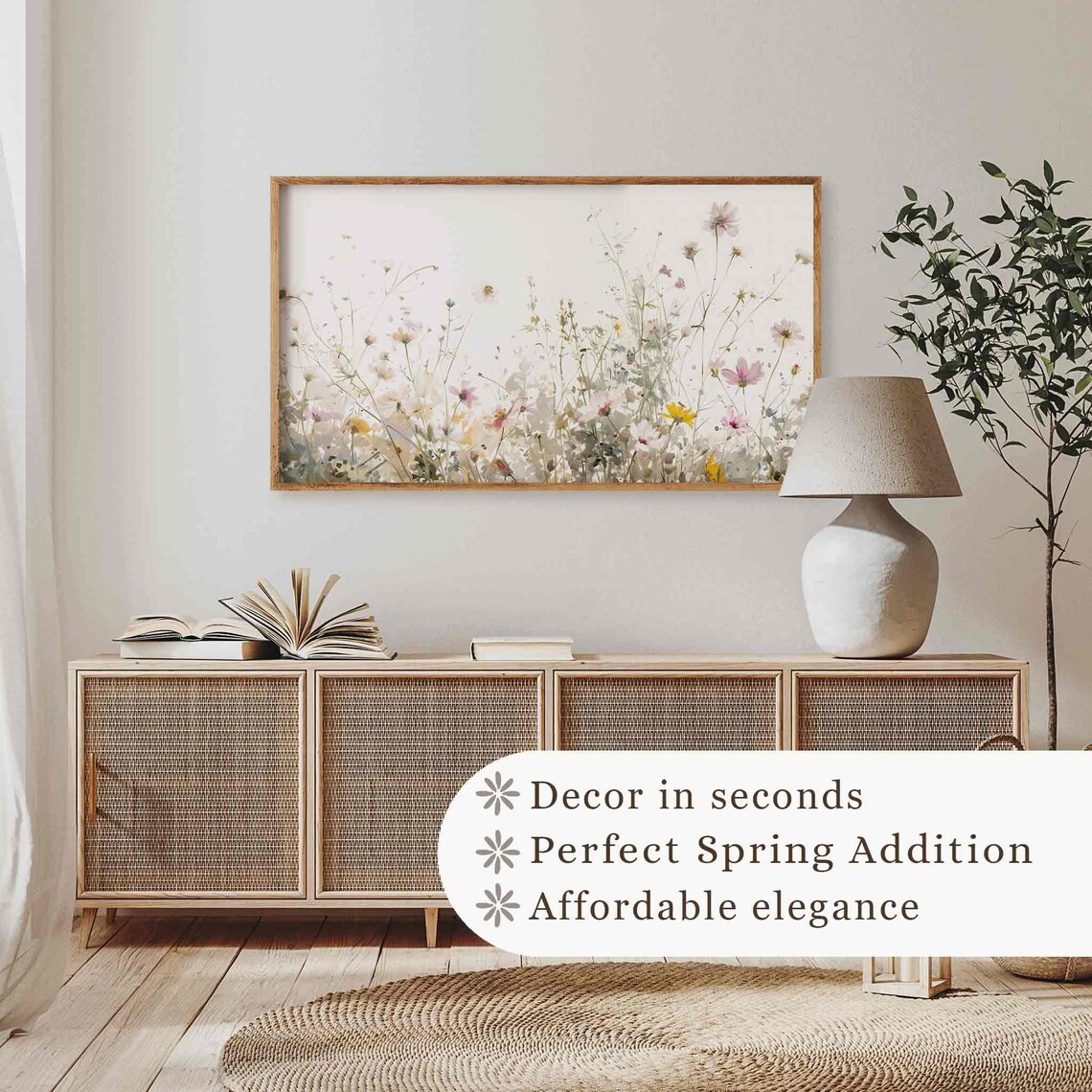 Spring Wildflower Field, Warm Tone Country Art Print - Image 4