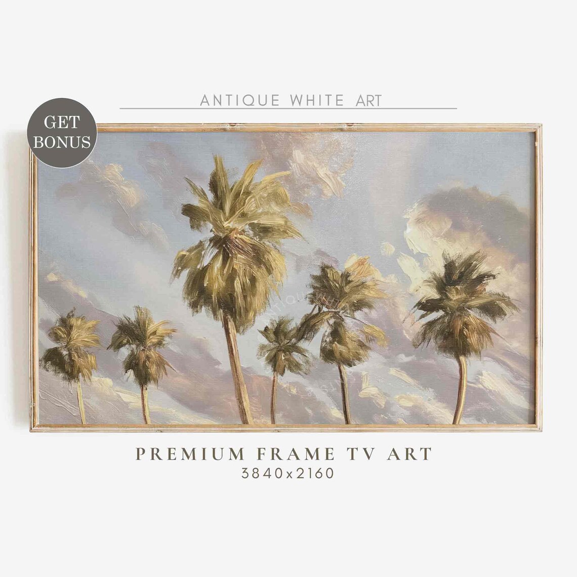 Tropical Summer Coastal Oil Painting, Beach Palms Art Print