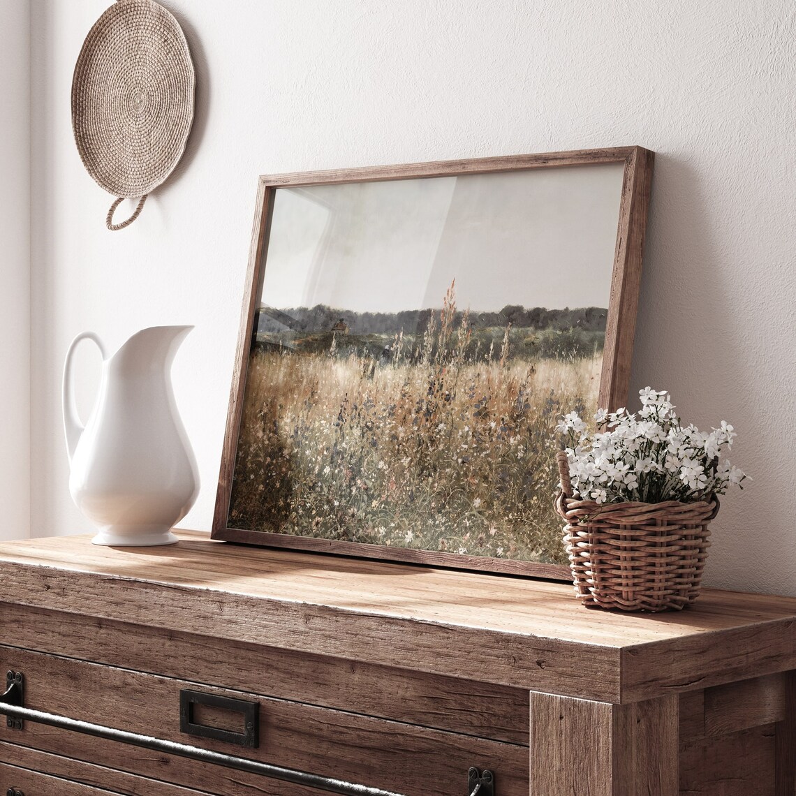 Wildflower Field Landscape Vintage Painting Art Print - Image 4