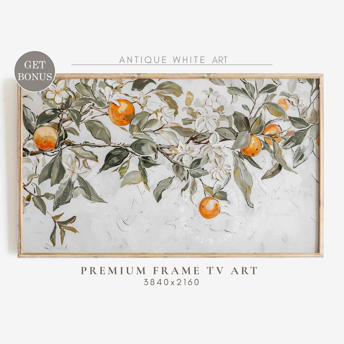 Summer Botanical Citrus Art, Neutral Frame Art Print