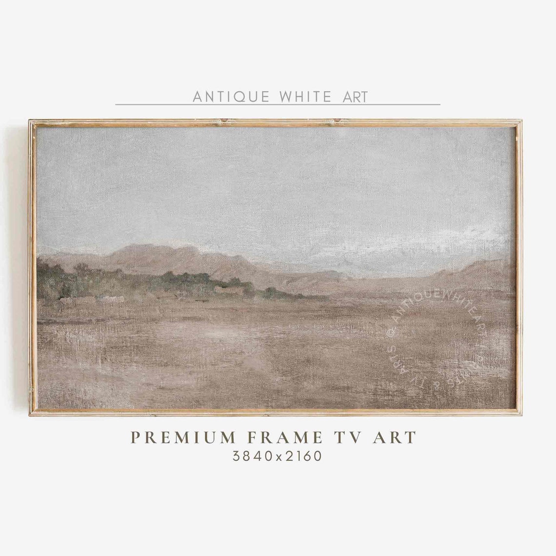 Muted Beige Mountain Landscape Vintage Style Neutral Wall Art Poster