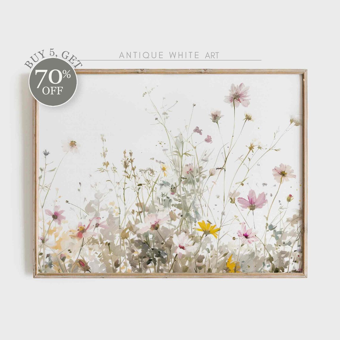 Spring Wildflower Field Art Print, Farmhouse Decor