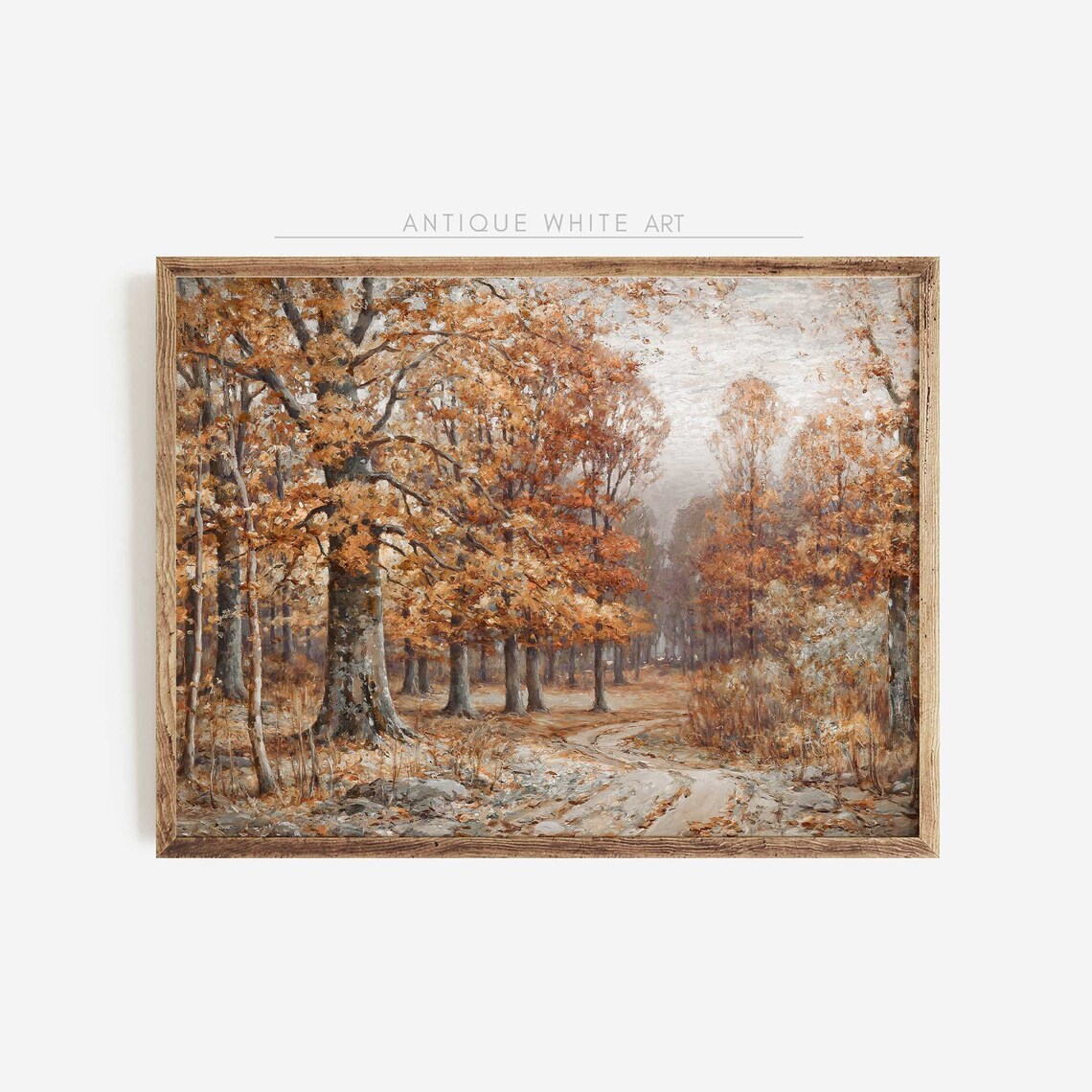 Vintage Fall Landscape Painting, Rustic Country Art Print