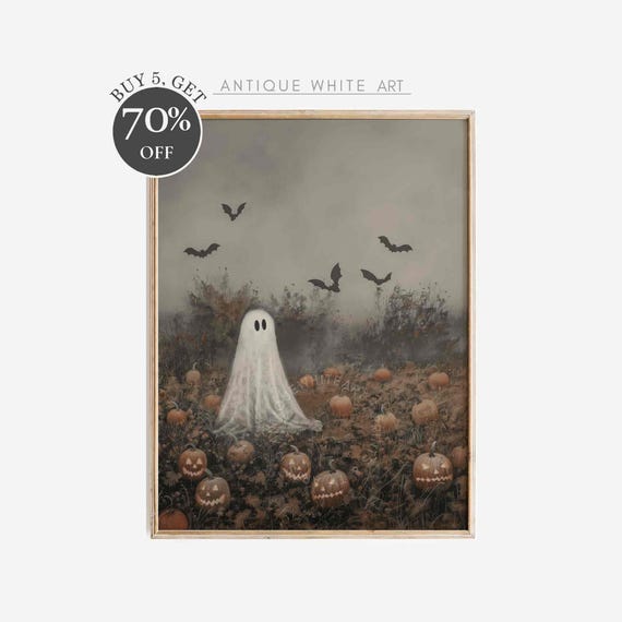 Ghost In Landscape Rustic Halloween Art Print