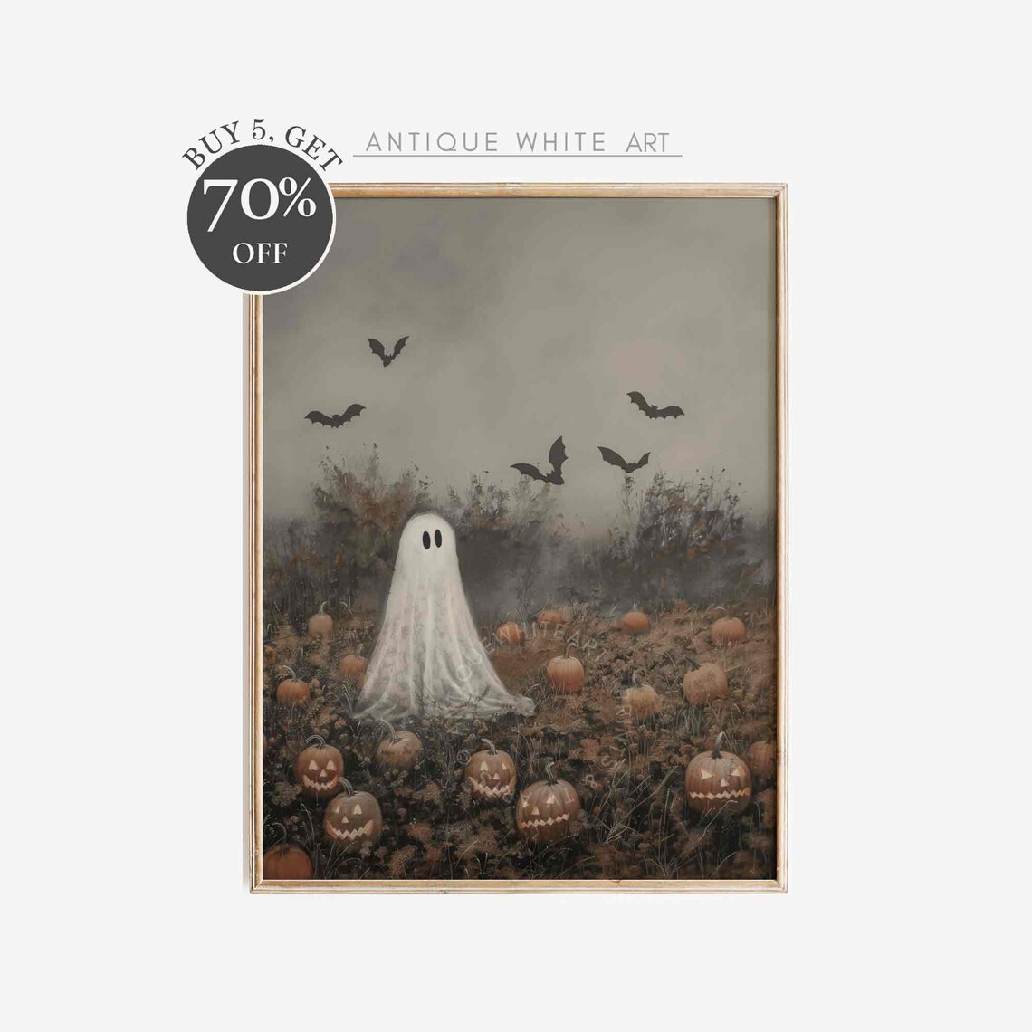 Ghost In Landscape Rustic Halloween Art Print