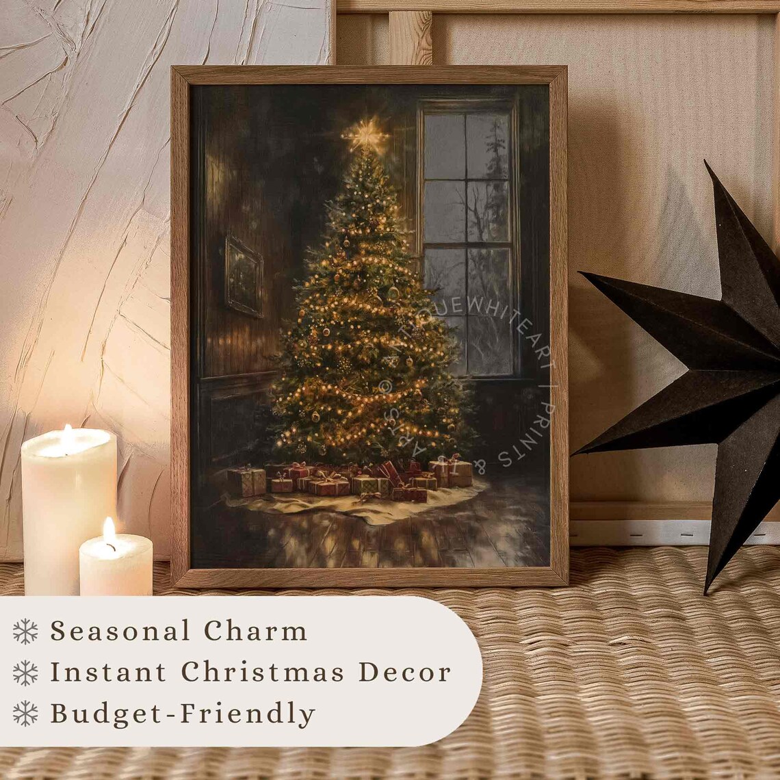 Christmas Tree Moody Winter Decor Wall Art Print - Image 3