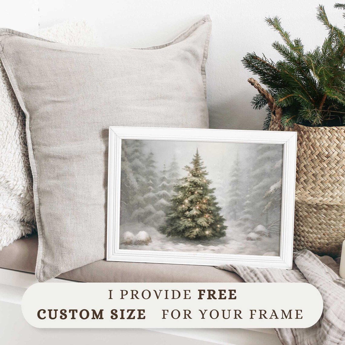 Christmas Tree Vintage Winter Forest Landscape - Image 3
