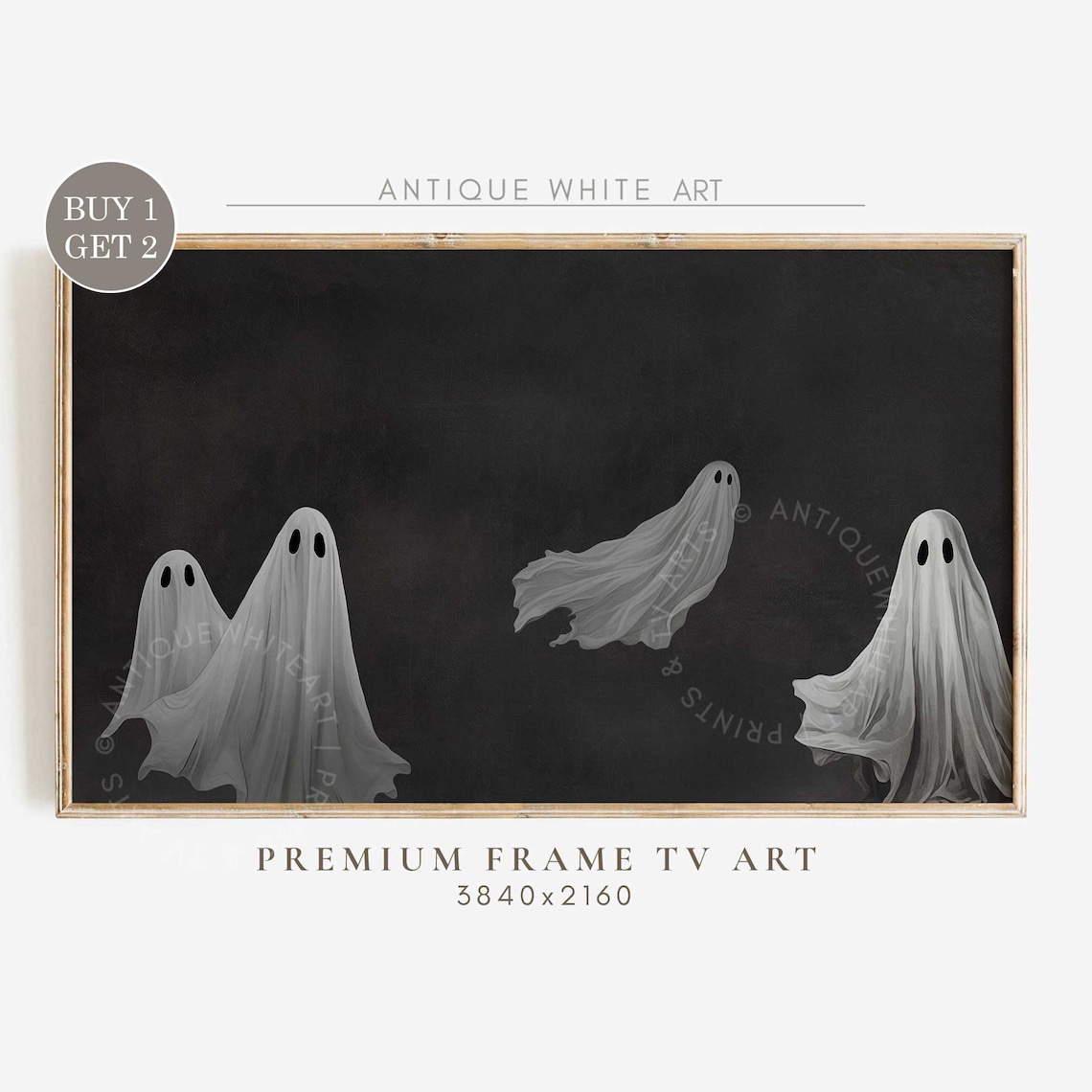 Halloween Ghost Art, Neutral Vintage Spooky Decor