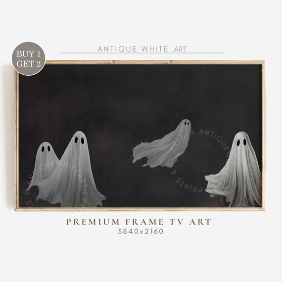 Halloween Ghost Art, Neutral Vintage Spooky Decor