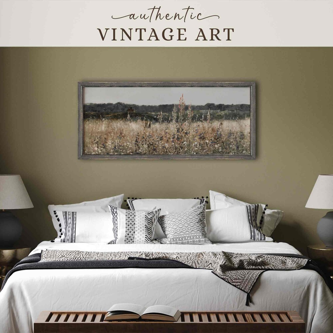 Wildflower Field Landscape, Vintage Country Art Print - Image 2