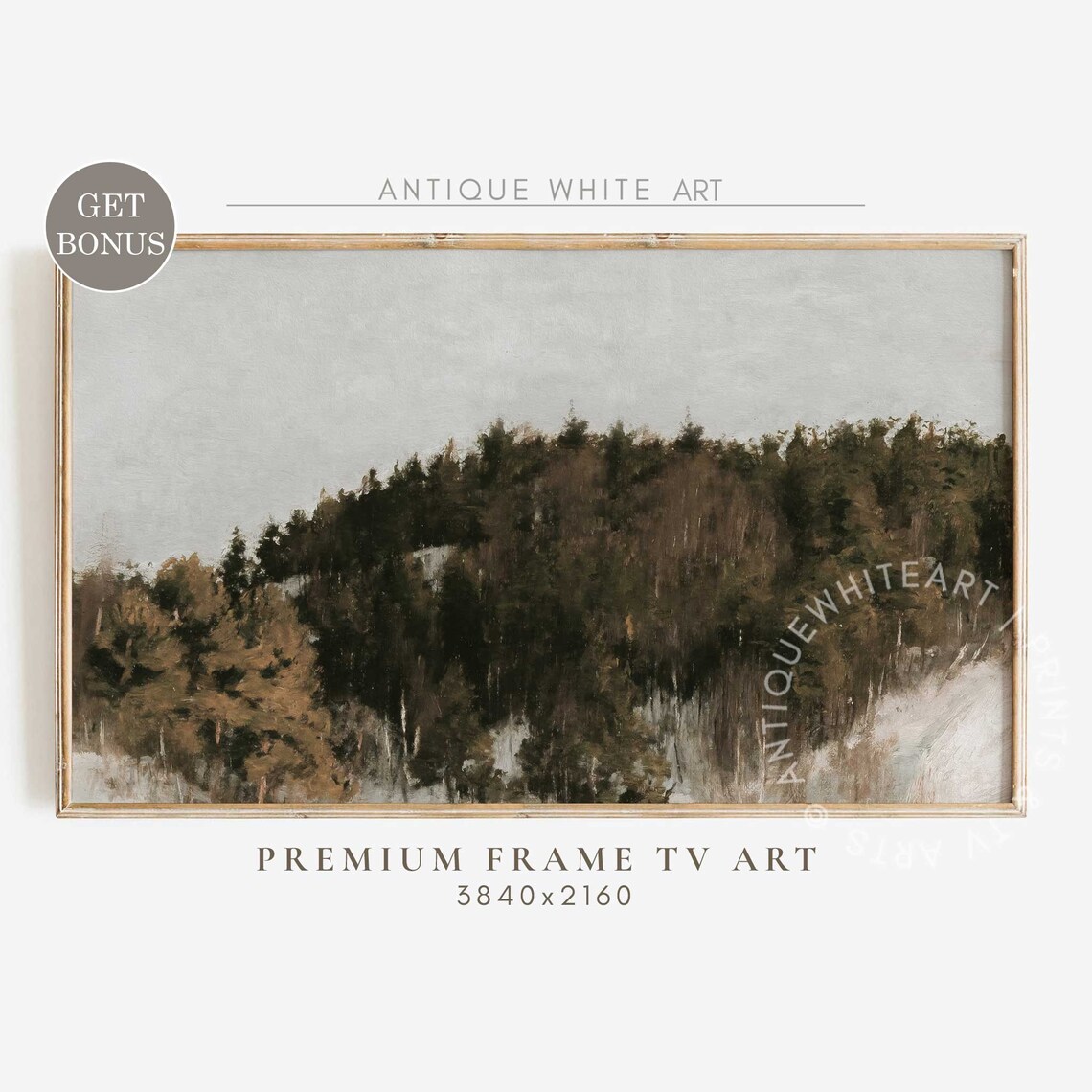 Winter Forest Painting, Vintage Winter Landscape Art Print