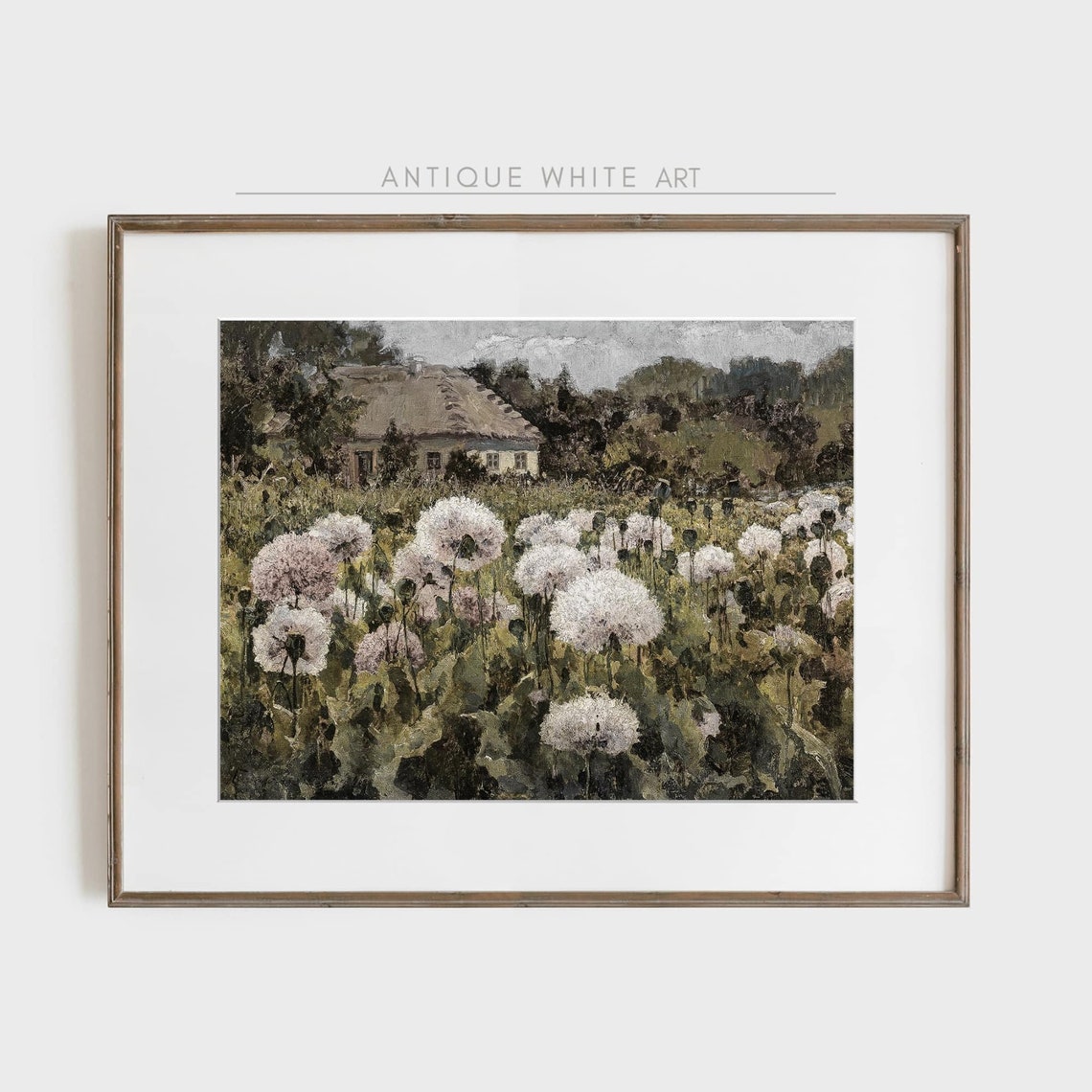 Dandelion Field Thatched Cottage Vintage Wildflower Landscape Poster - Image 3
