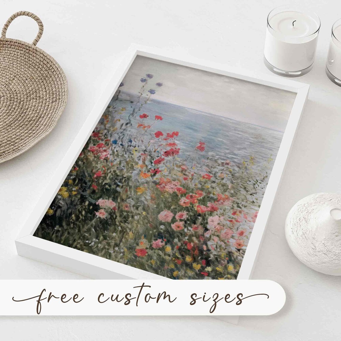 Coastal Wildflowers Vintage Summer Field Art Print - Image 4