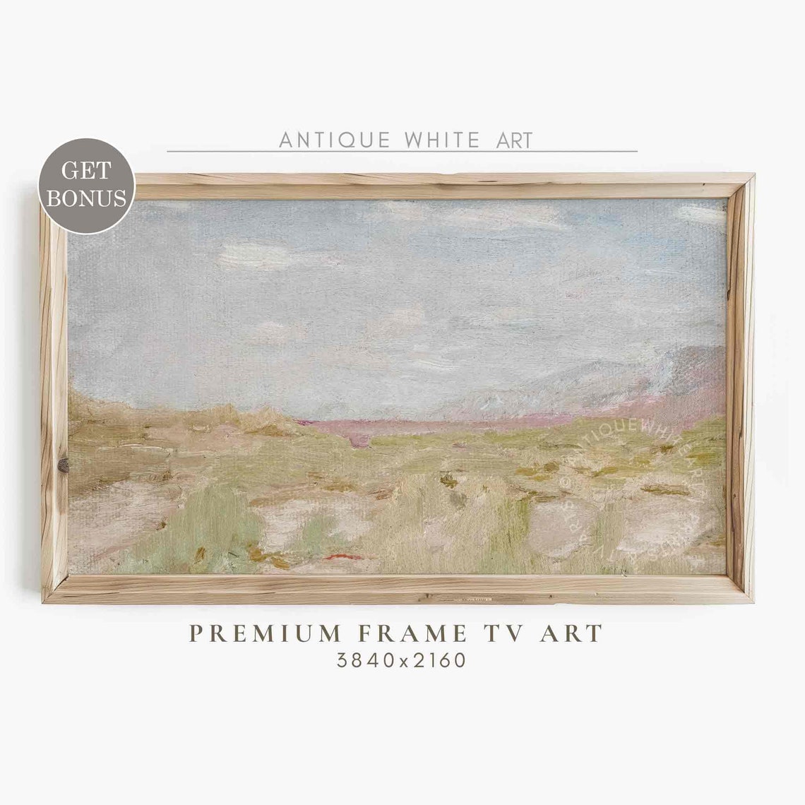 Soft Pastel Neutral Meadow Landscape Vintage Style Art Wall Poster