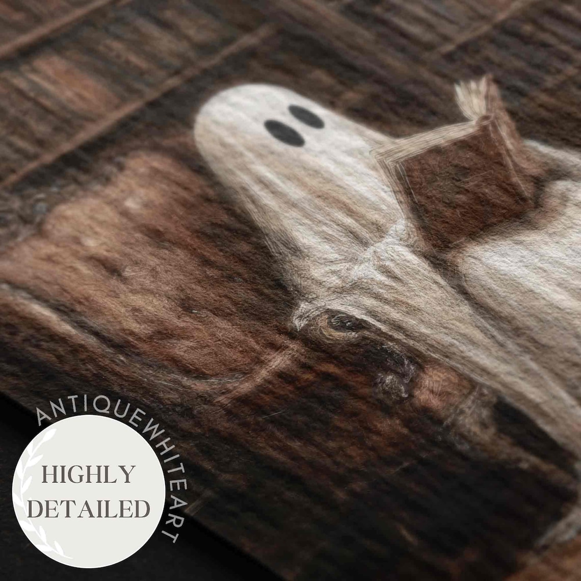 Ghost Vintage Library Halloween Art Print - Image 2