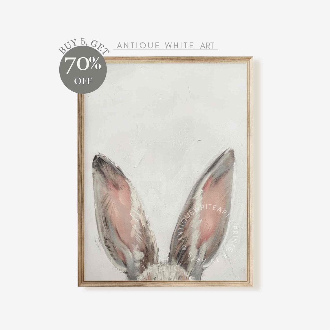 Cute Easter Bunny Ears Close Up Neutral Nursery Wall Art Print