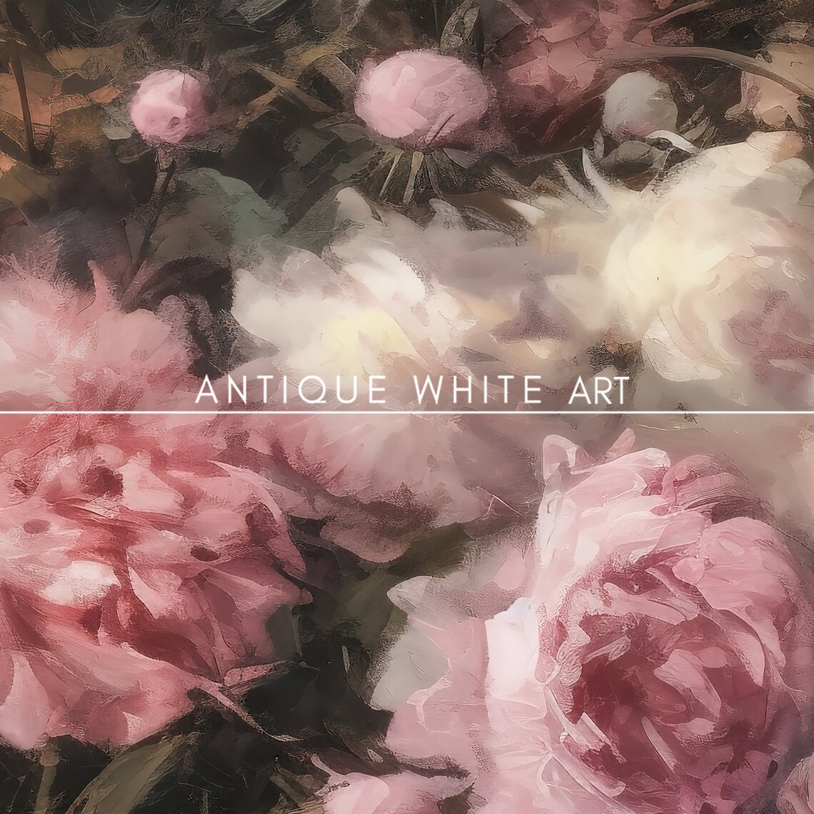 Vintage Flower Painting Spring Abstract Peonies Art Print - Image 3