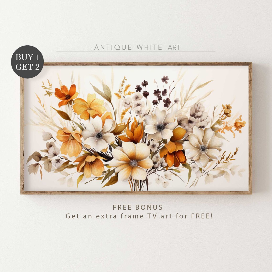 Autumn Wildflowers Vintage Art Print, Fall Decor - Image 2