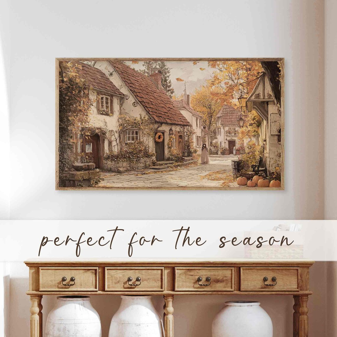 Vintage Street Frame TV Art, Cozy Fall Holiday Print - Image 2
