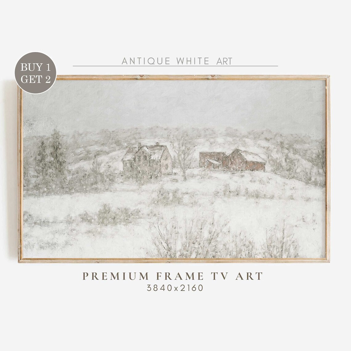 Vintage Winter Countryside Frame Tv Art Farmhouse Snowy Winter Landscape Art For Tv The Frame Tv Art Tv135