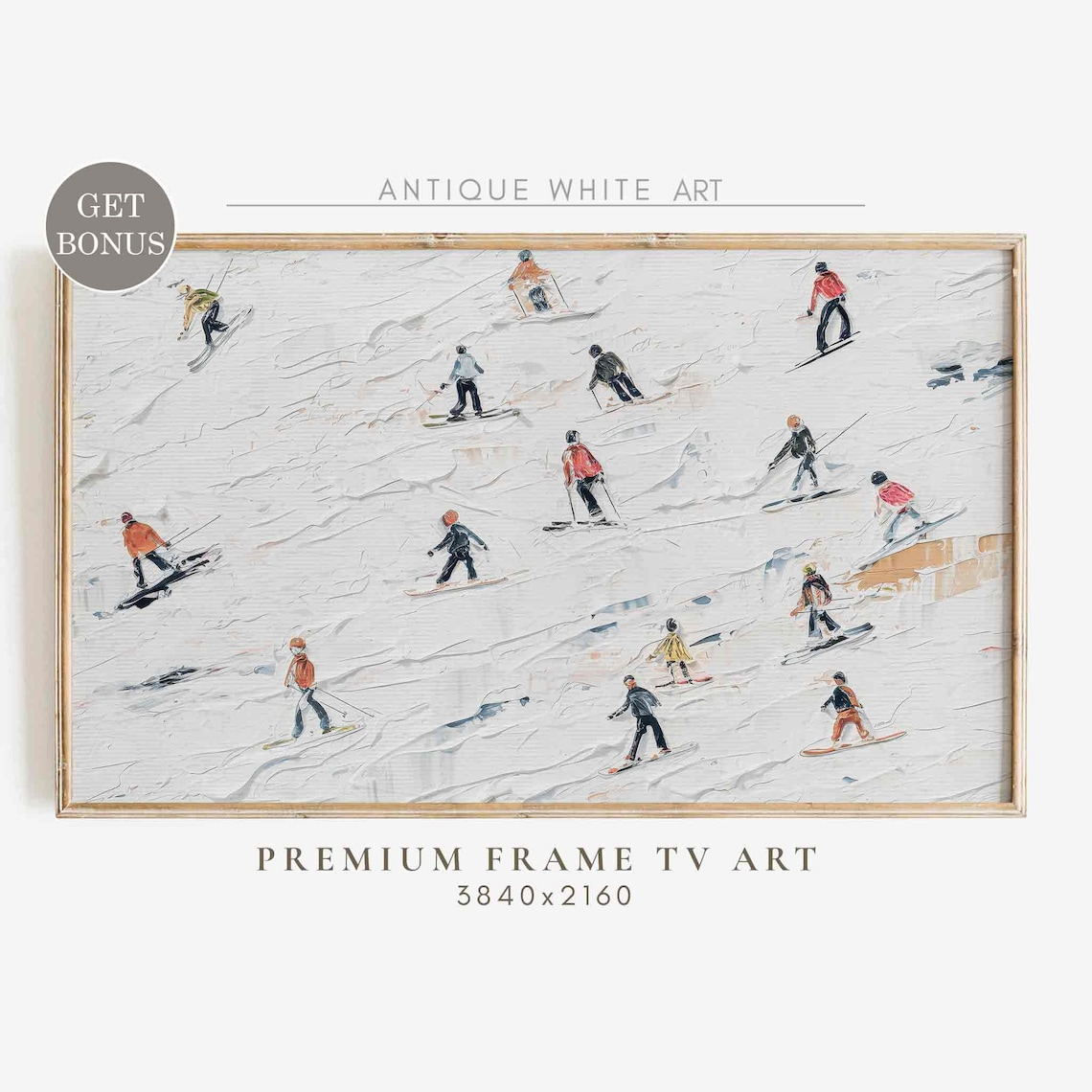 Winter Ski Resort Abstract Snow Oil Painting Art Print