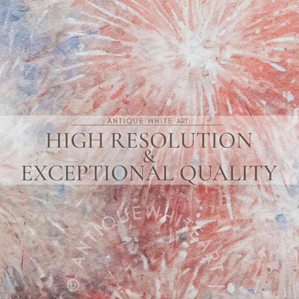 Red White And Blue Fireworks Bursts New Year Celebration Wall Art - Image 3
