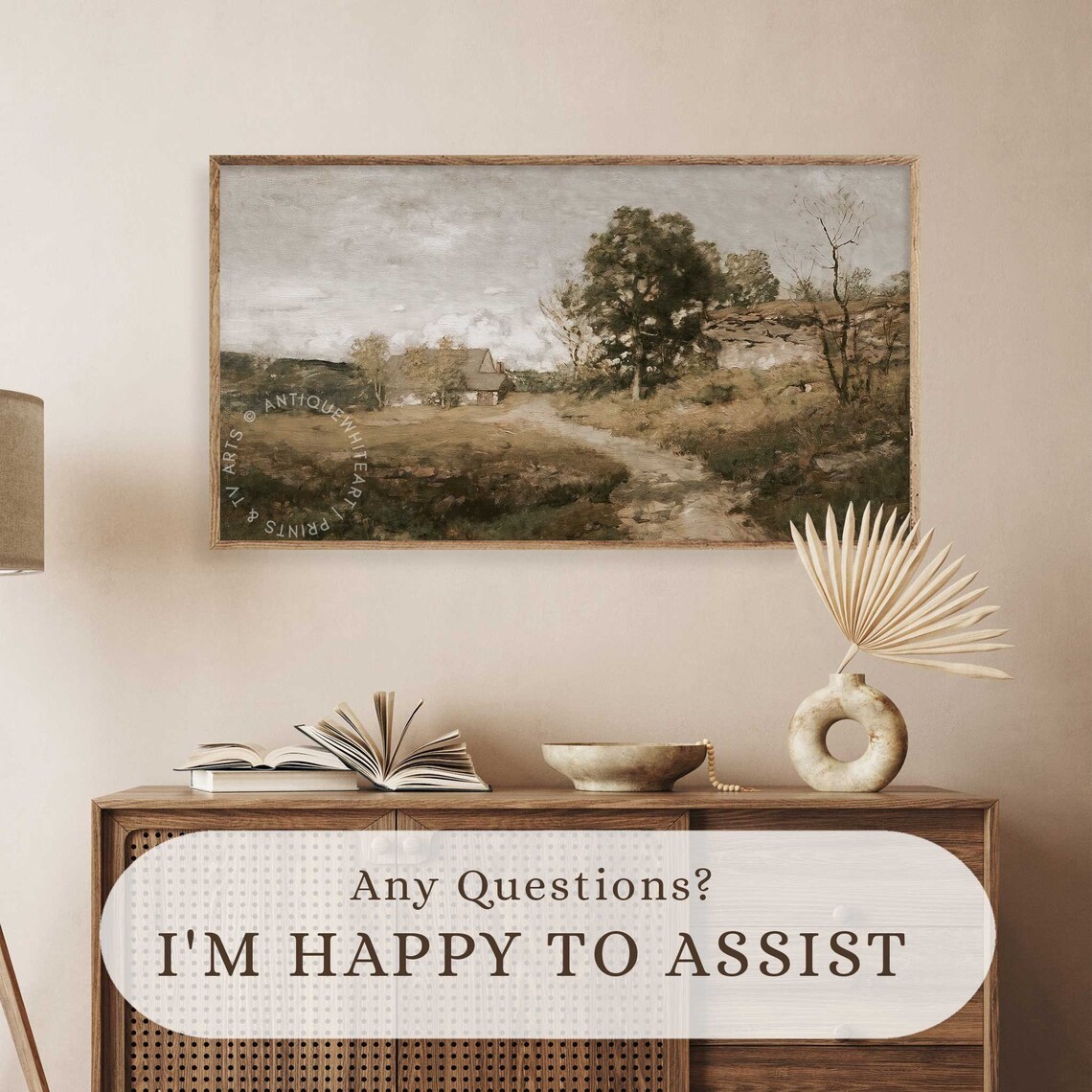 Vintage Fall Landscape Art Print, Farmhouse Country Frame - Image 2