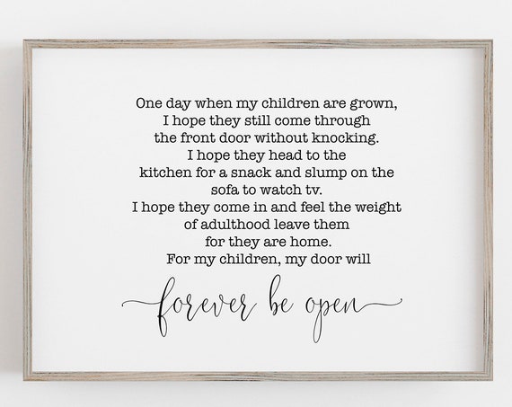 One Day When My Children Are Grown Wall Art Sign Mothers Day Gift Gift For Mom One Day When My Children Grow Up Print