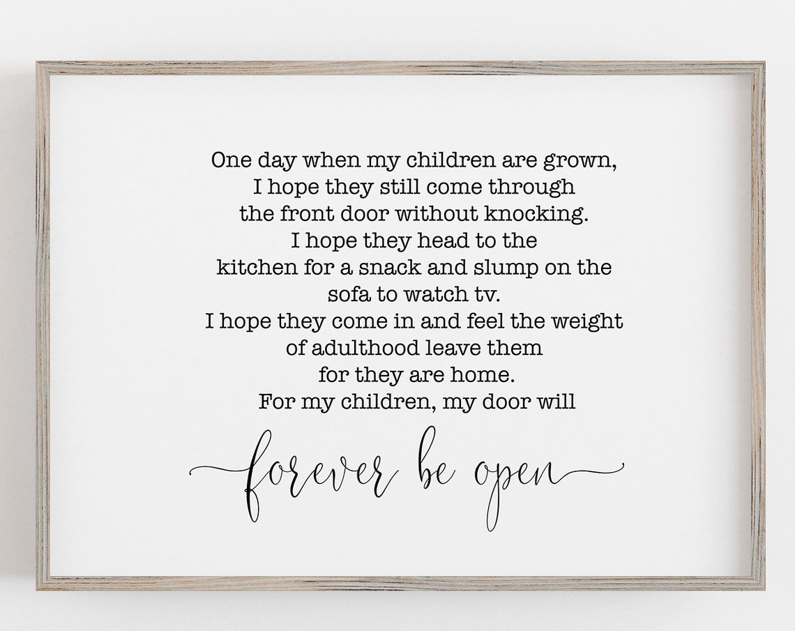 One Day When My Children Are Grown Wall Art Sign One Day When My Children Grow Up Typography Quote Print Mothers Day Gift