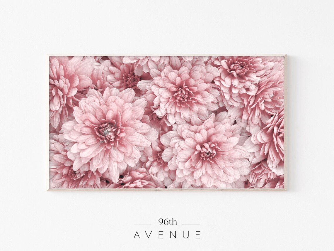 Pink Flowers TV Art, Botanical Wall Art Print
