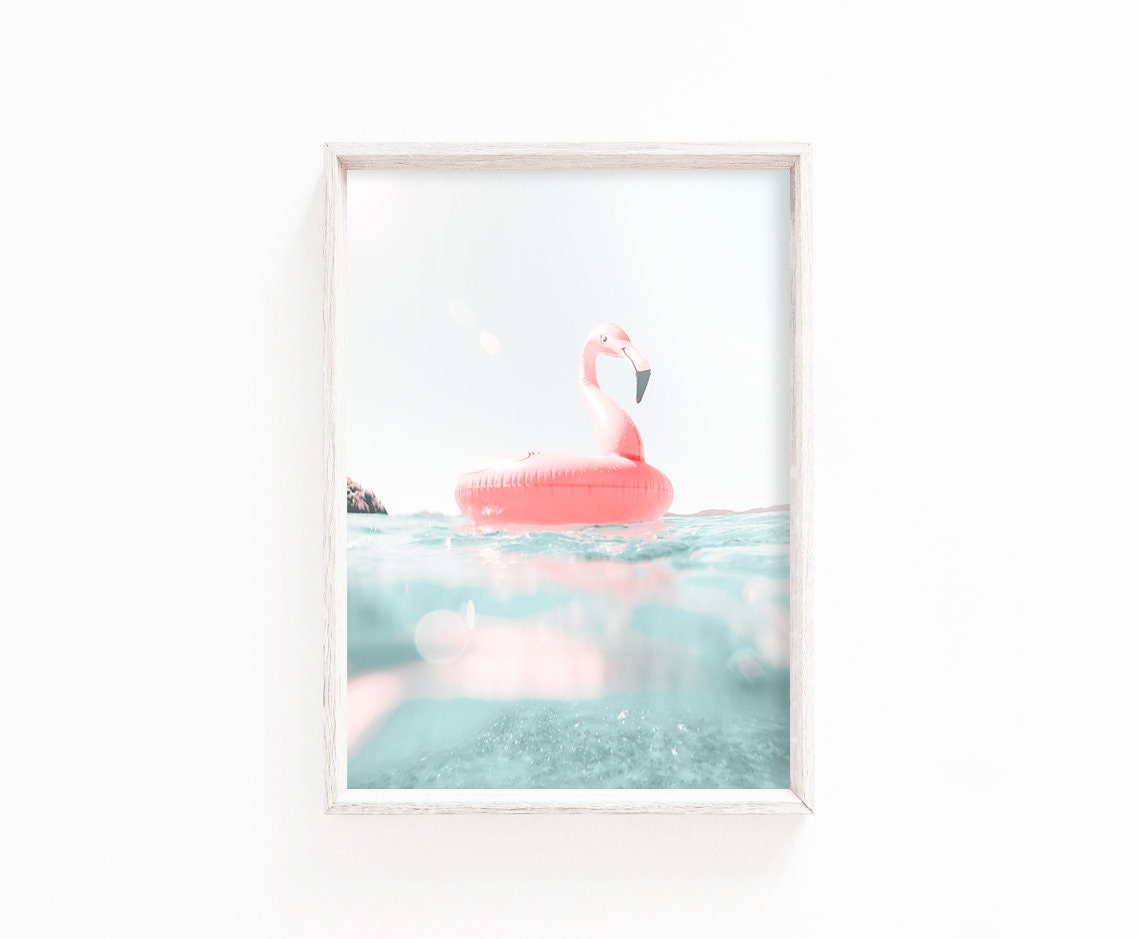 Beach Flamingo Summer Wall Art Print - Image 2