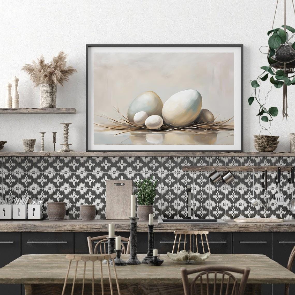 Neutral Eggs in a Nest Still Life Minimalist Easter Art Print - Image 2