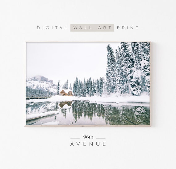 Winter Rustic Cabin Christmas Wall Art Print