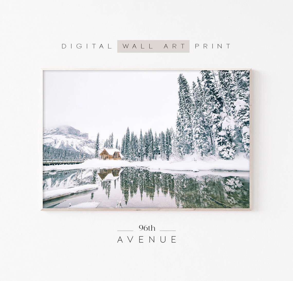 Winter Rustic Cabin Christmas Wall Art Print