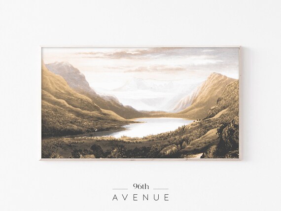 Frame Tv Art Mountain Landscape Painting Vintage Lake Landscape Painting Frame Tv Art