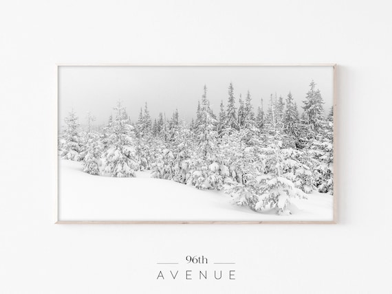 Snowy Trees Christmas Art Print, Holiday Decor