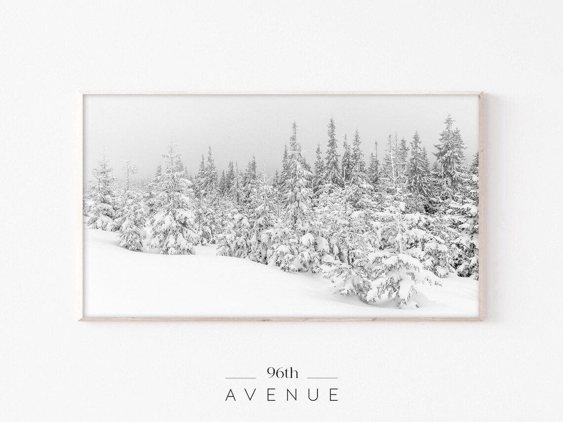 Snowy Trees Christmas Art Print, Holiday Decor