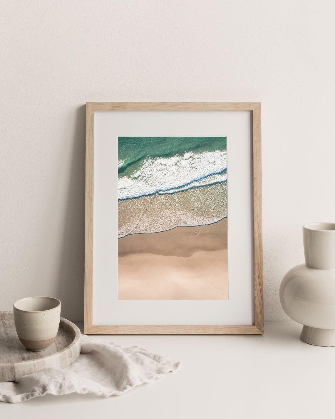 Aerial View Of Ocean Waves Meeting Sand Drone Beach Photo Poster - Image 2