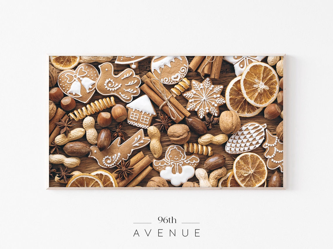 Gingerbread Cookie Baking Flat Lay with Nuts Spices and Citrus Poster