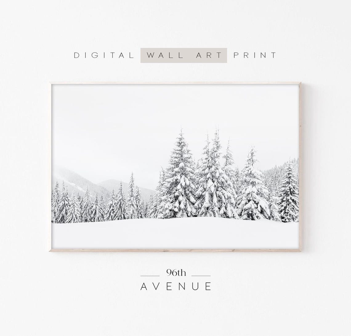 Snow Covered Pine Forest Winter Mountain Landscape Art Poster
