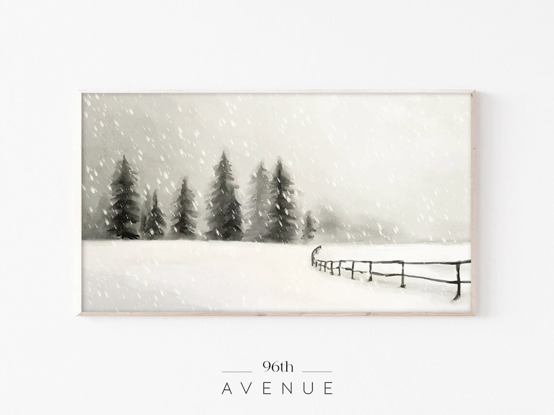 Christmas Winter Landscape Art Print, Holiday Scene