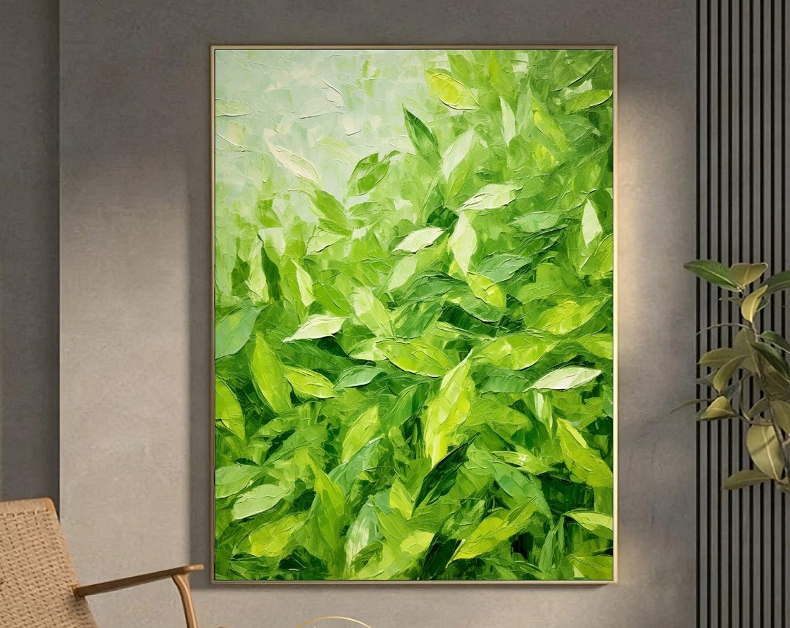 Lush Green Leaves Spring Foliage Thick Textured Abstract Poster